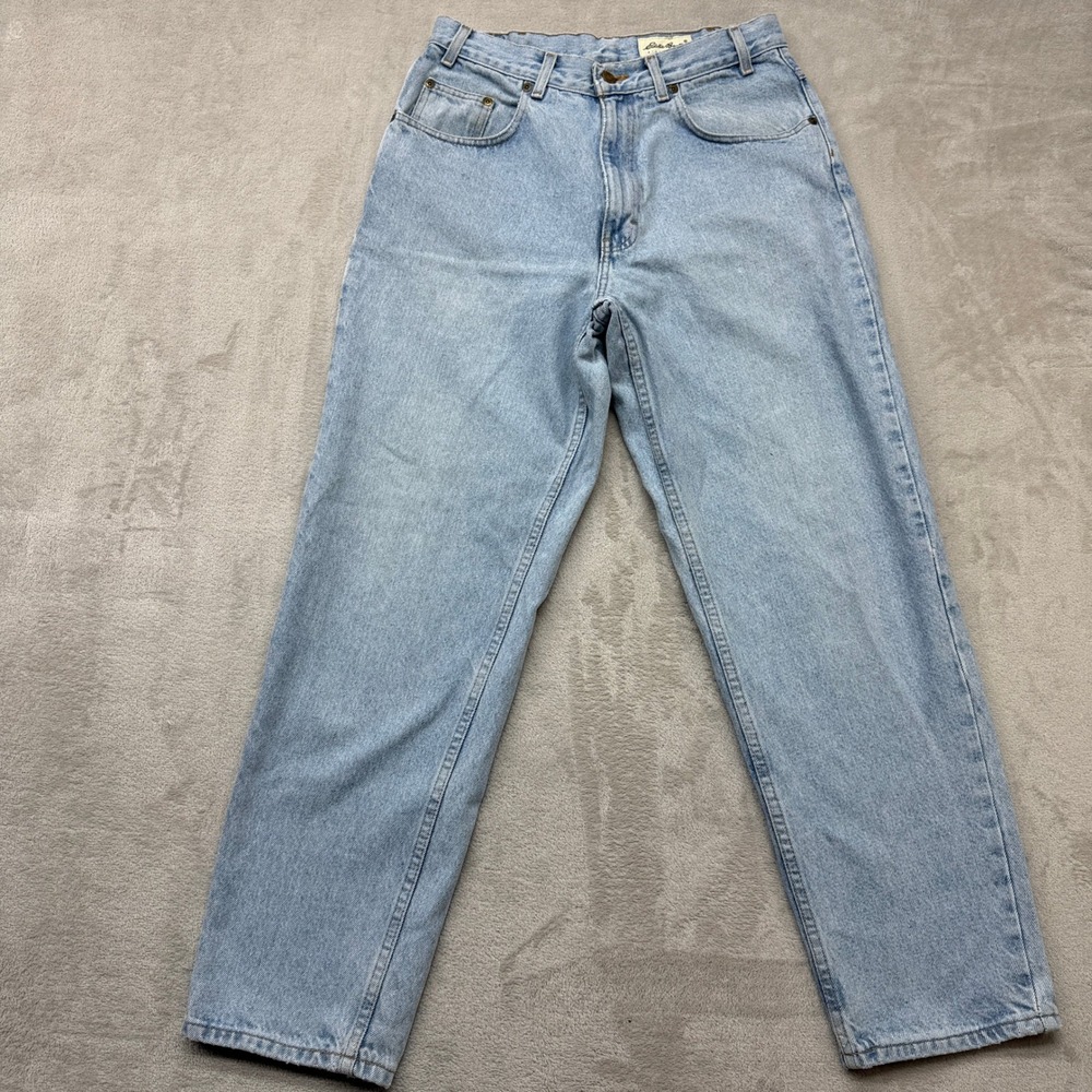 VTG Eddie Bauer Relaxed Fit Jeans Straight Leg Mens 32x30 Light Wash Made in USA